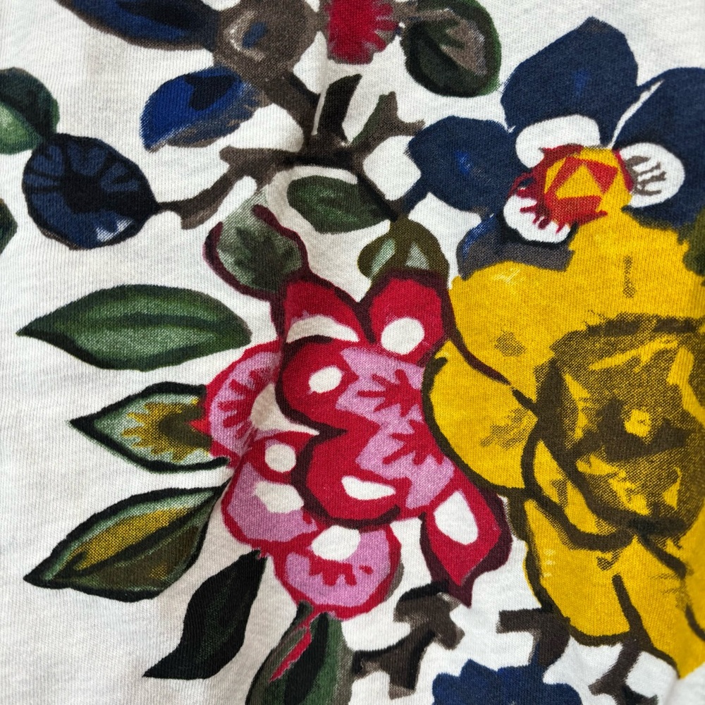 T.la Puff-Sleeved Pullover floral short sleeve sweatshirt sz XS yellow pink gray - Picture 6 of 12